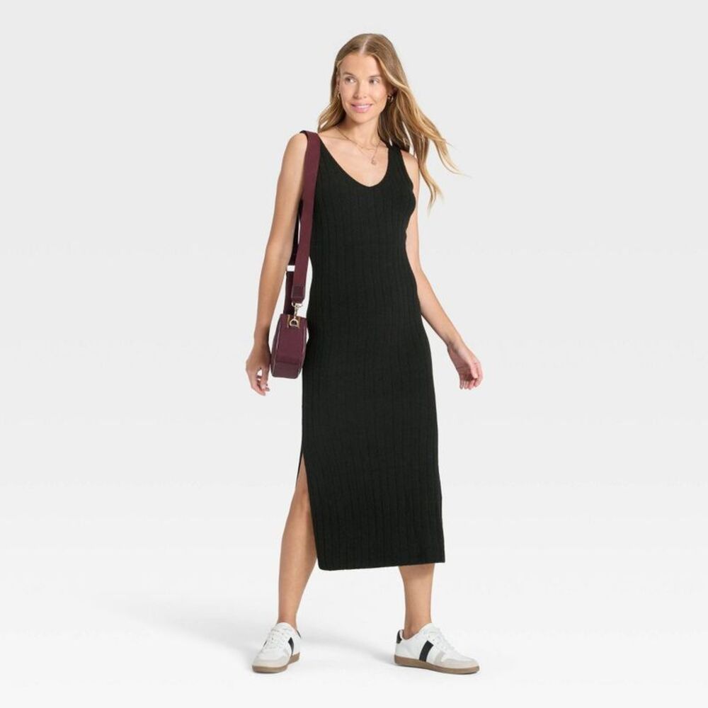 Universal Thread Black Ribbed Strapless Midi Dres… - image 3